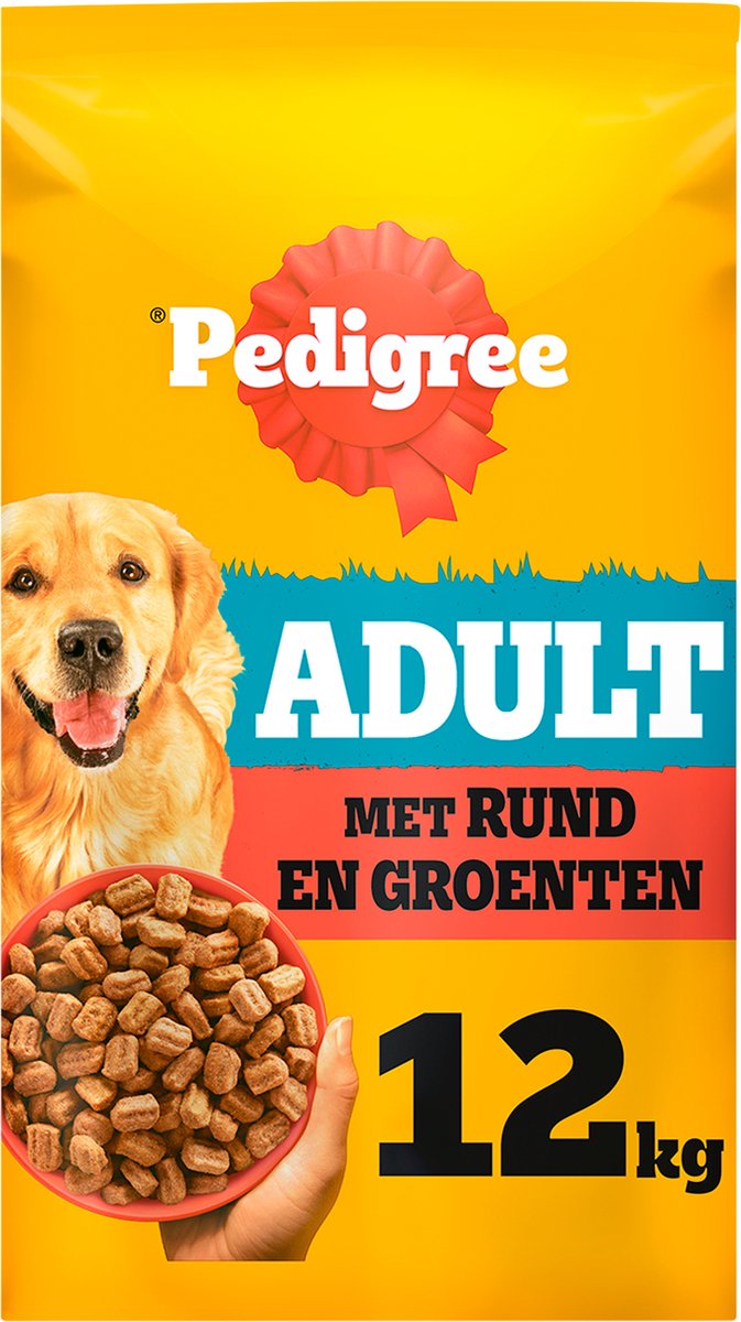 Pedigree hondenbrokken - adult droogvoer - rund en groenten - 12kg