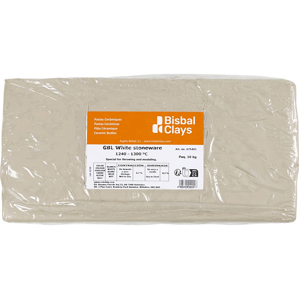 Creativ Company Weiß gebrannter Steinzeugton, 10 kg