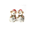 Mansion atmosphere beeld muis met kerstmuts 7x5,5x10,5cm
