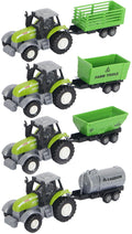 Grüner Traktor aus Druckguss mit Anhänger und Rückziehfunktion