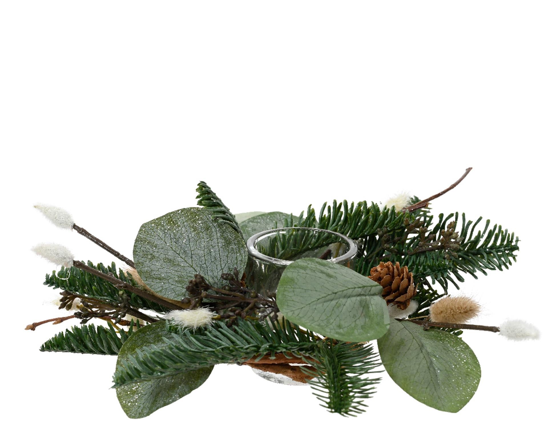 Decoris theelichthouder met kerstgroen