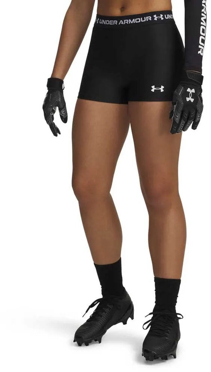 Under armour heatgear shorty-blk dames sportbroek - ultimate zwart - wit m