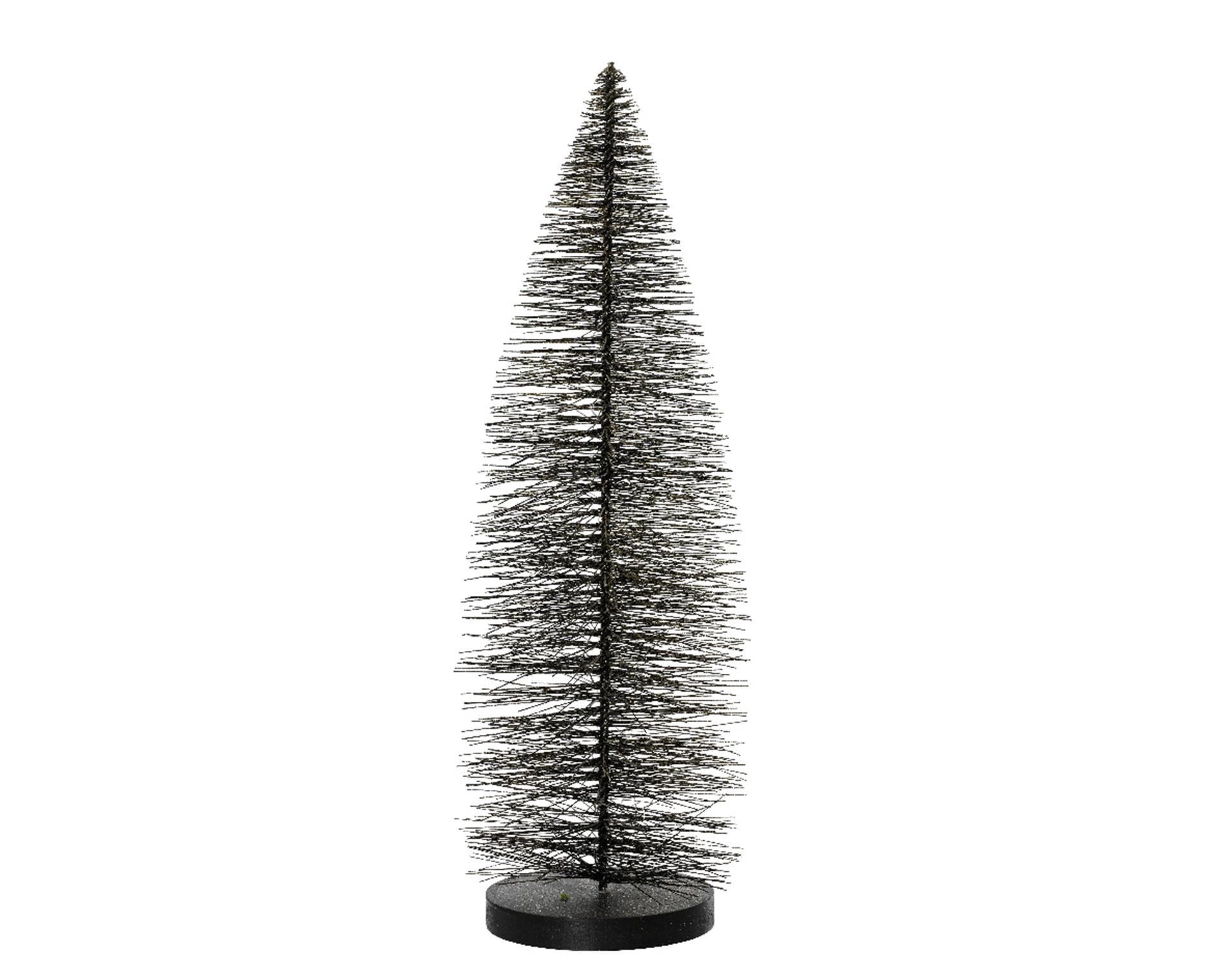 Decoris beeld kerstboom zwart met goud 20cm