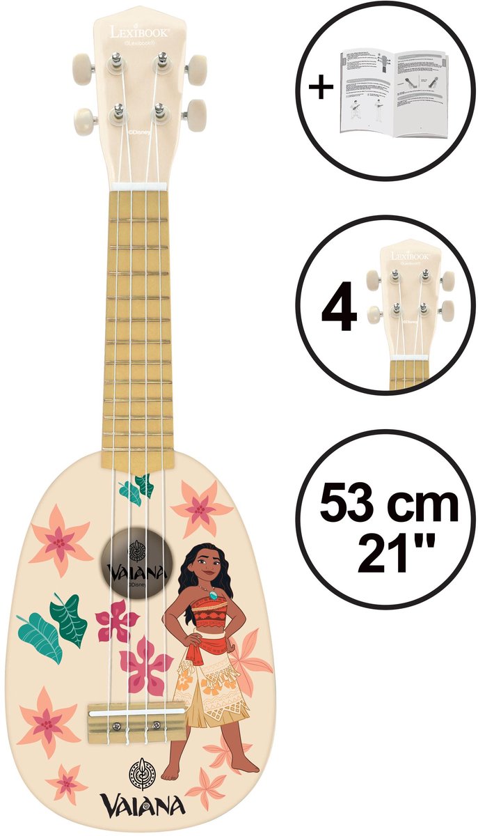 Lexibook ukulele vaina en bois avec cordes en nylon - 53 cm