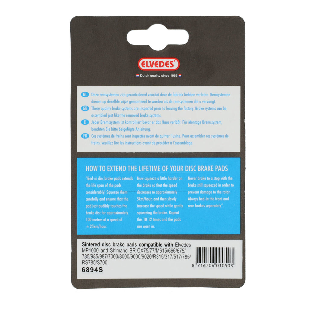 ELVEDES Scheibenbremsbelagsatz Shimano BR-M666, M785, M985, M988, R785, RS785 - gesintert (1 Paar)