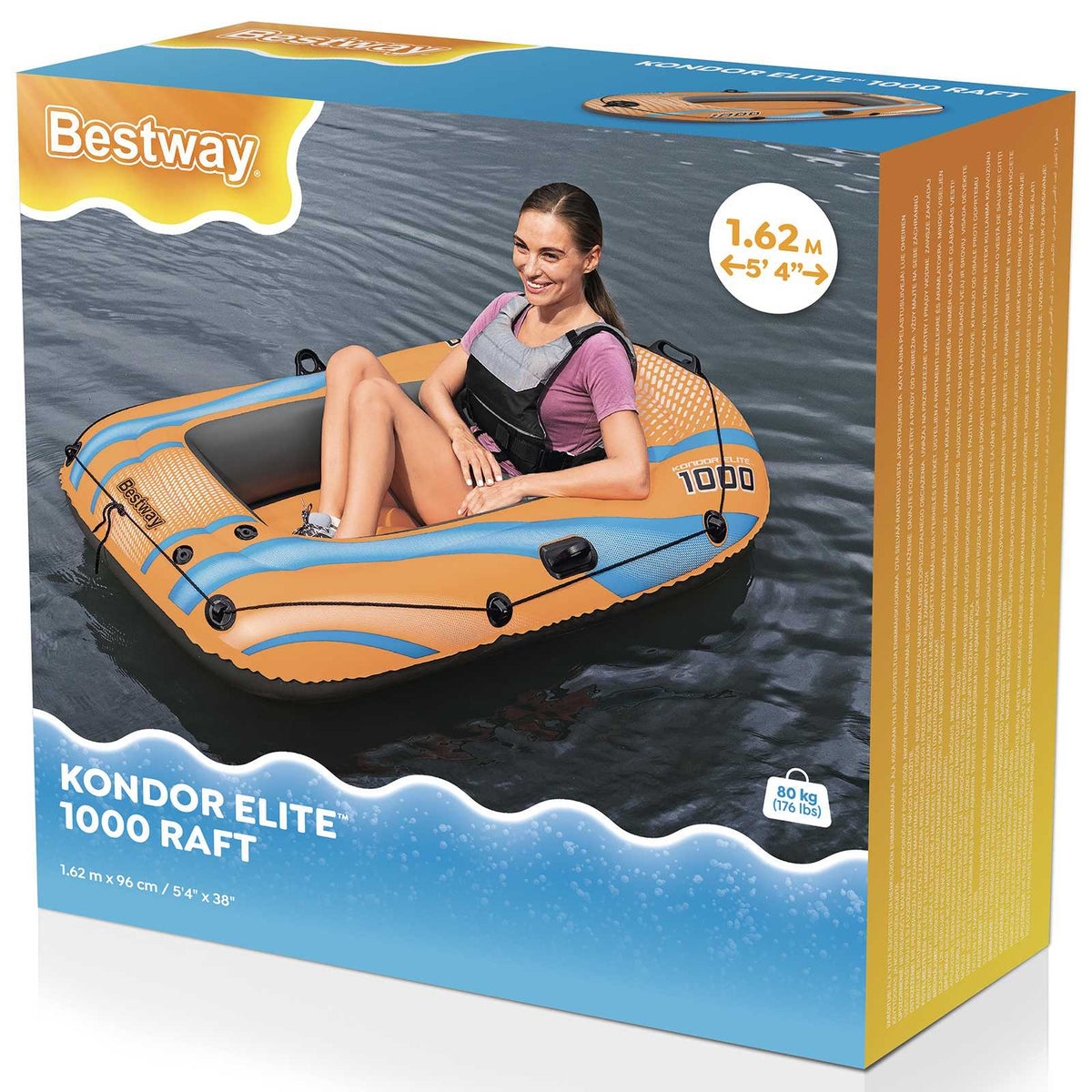 Bestway opblaasbare boot oranje 162 x 96 cm pvc