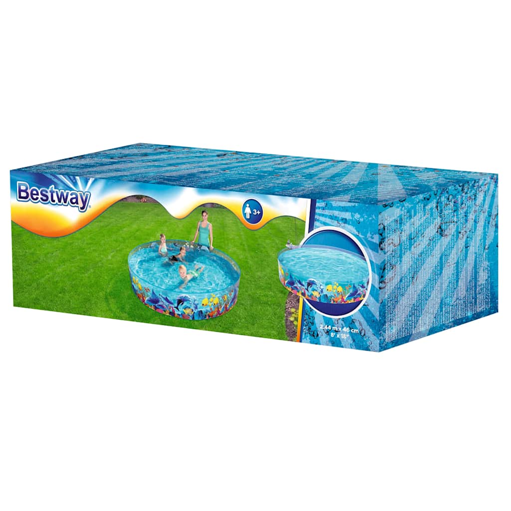 Bestway zwembad 2,44m x 46cm fill 'n fun odyssey snapset transparant met zeeprint. ca. 2000 liter