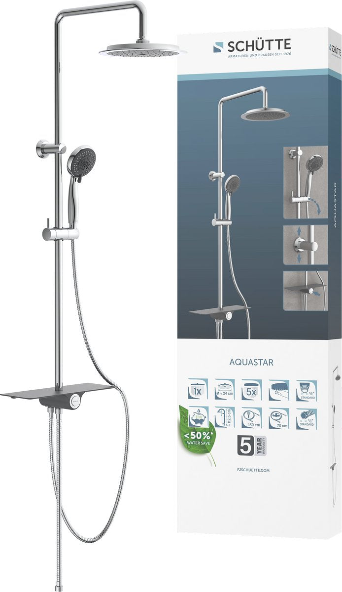 SCHÜTTE Regenduschset mit Aquastar-Duschwanne, anthrazit-chromfarben