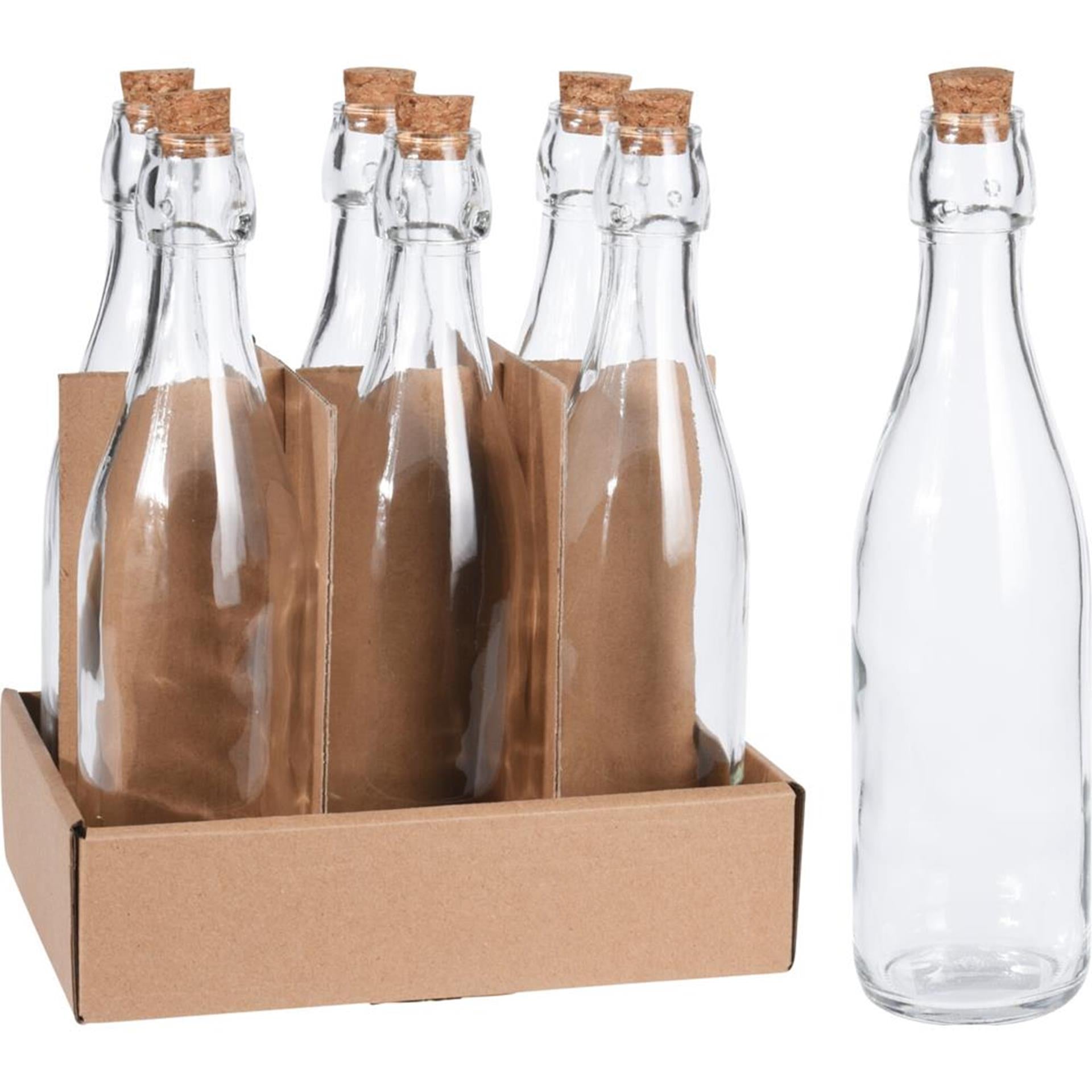 Excellent houseware fles glas met kurk 500ml