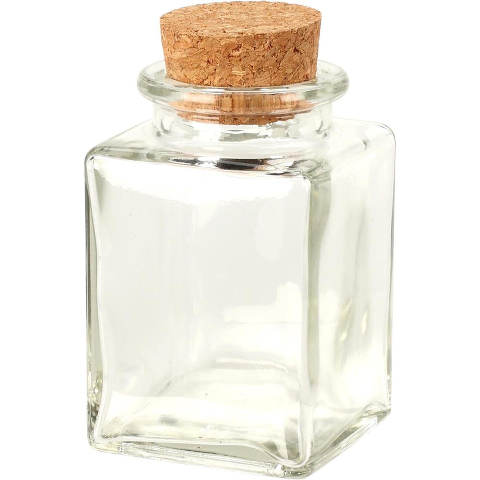 Excellent houseware voorraadpot glas met kurk deksel 80ml 4,5x4,5xh8cm