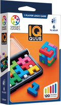 Smartgames iq quub - logisch denkspel kubuspuzzel - 120 opdrachten in 2d en 3d - solospel met soft-touch puzzelstukken - compact reisspel - vanaf 7 jaar