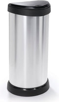 Curver decobin touch bin 40 liter zilver zwart 28x35xh68cm