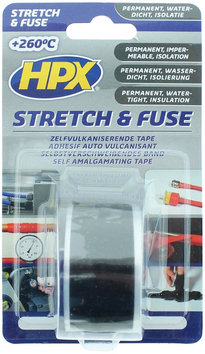 Hpx stretch fuse zelfvulkaniserende tape - zwart 25mm x 3m