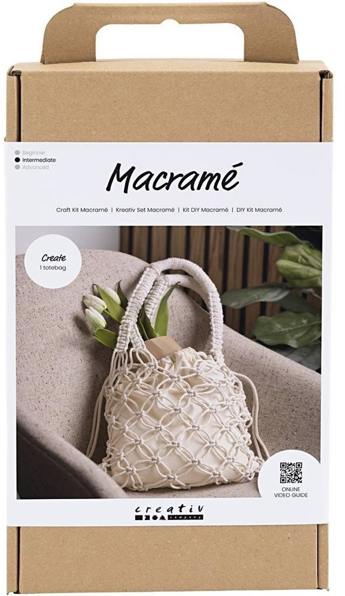 Kreativfirma Hobbyset Makramee Tasche Weiß