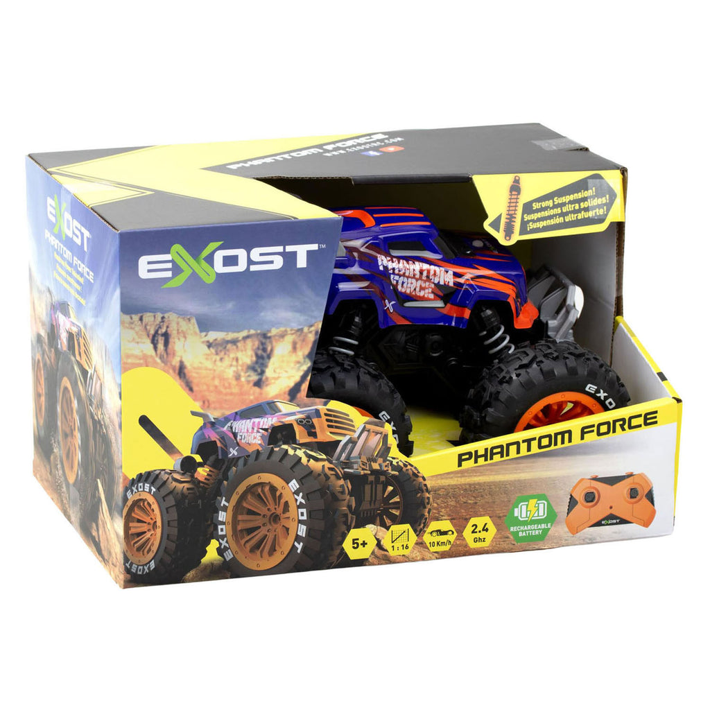 Exost rc phantom force monstertruck 1:16 - bestuurbare auto incl. oplaadbare batterij