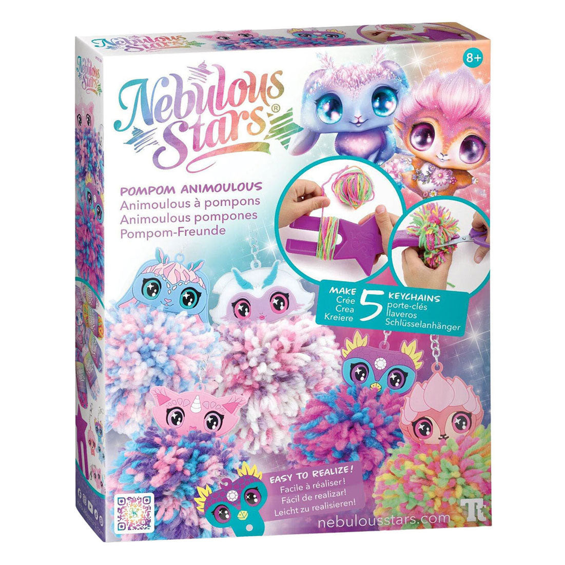 Nebulous stars pompom animoulous - maak 5 sleutelhangers