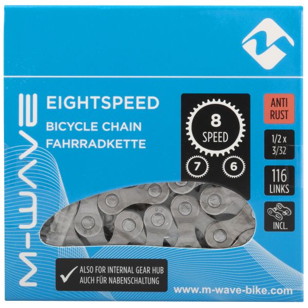 M-Wave-Kette 6 7 8-Gang, 1 2x3 32 116L silber rostfrei