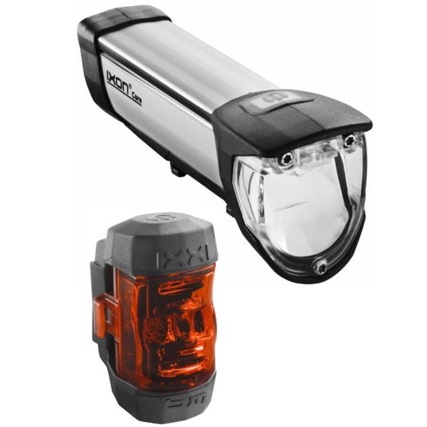 Busch und Müller IXON Core + IXXI Rücklichtset, USB-aufladbar, 50 Lux - schwarz/silber