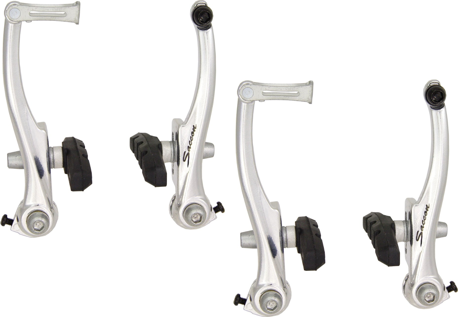 V-Bremsen-Set Saccon, vorne und hinten, Aluminium – silber