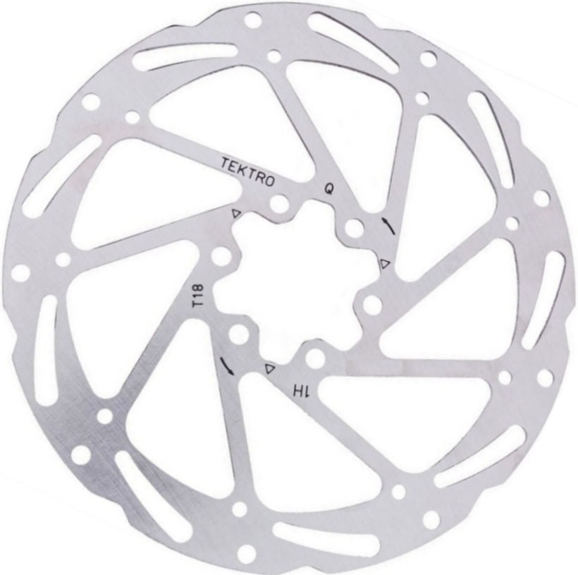 Tektro schijfrem rotor tr180-45 ø180x2,3mm, 6-bouts, zilver