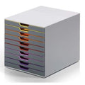 Durable ladenkast varicolor® 10 - lichtgrijs meerkleurig - 10 laden - a4