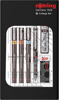 Rotring isograph-pennenset technische pen en vulpotlood collegeset | 3 fineliners (0,2 mm, 0,4 mm, 0,6 mm) en mechanisch vulpotlood (0,5 mm) plus accessoires | 9 stuks