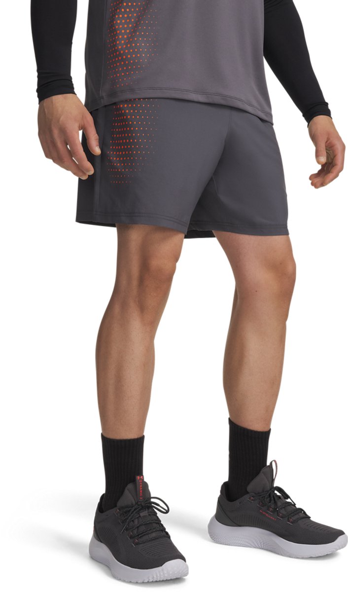 Under armour ua tech play short-gry heren sportbroek - castlerock - outrageous oranje xxl