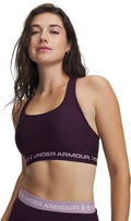 Under armour crossback mid bra-ppl dames sporttrui - paars echo - mauve roze l