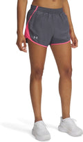 Under armour ua fly by 3'' shorts-gry dames sportbroek - castlerock - super roze - reflecterend m
