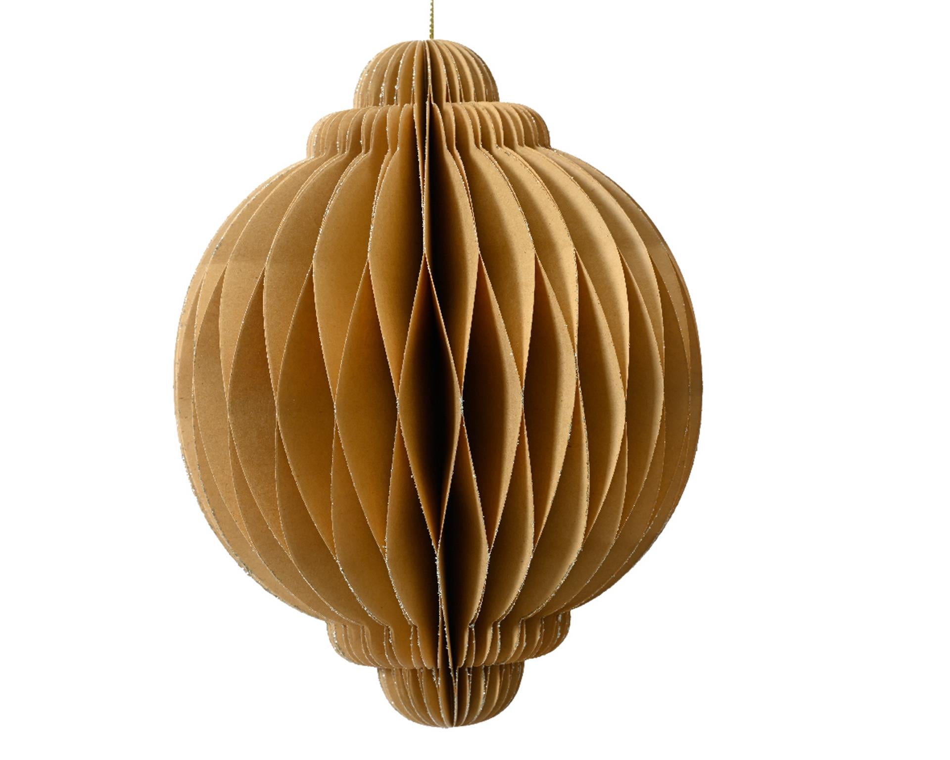 Decoris kersthanger papier uivorm beige h15cm