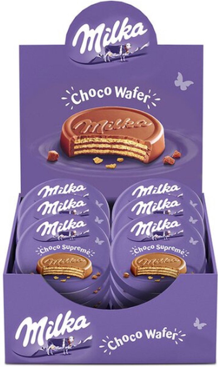 Milka choco wafer koekjes melkchocolade 30 x 30g - chocolakoeken - voorraad - verjaardag cadeau vrouw of man - geschenkset voor man en vrouw