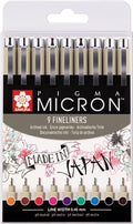 Sakura pigma micron 05 fineliners etui - 9 kleuren - 0.45mm