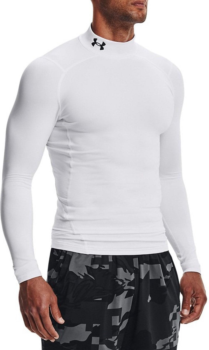 Under armour ua cg armour comp mock-wht heren sportshirt - wit - zwart s
