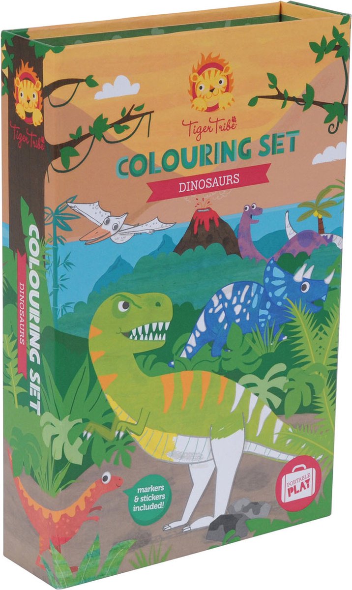 Tiger tribe | kleur- en stickerset dinosaurus