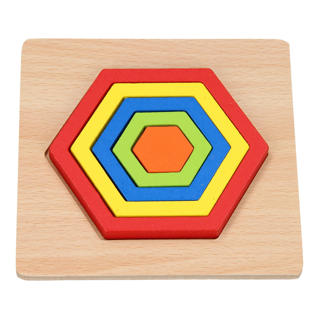 Houten vormenpuzzel - zeshoek