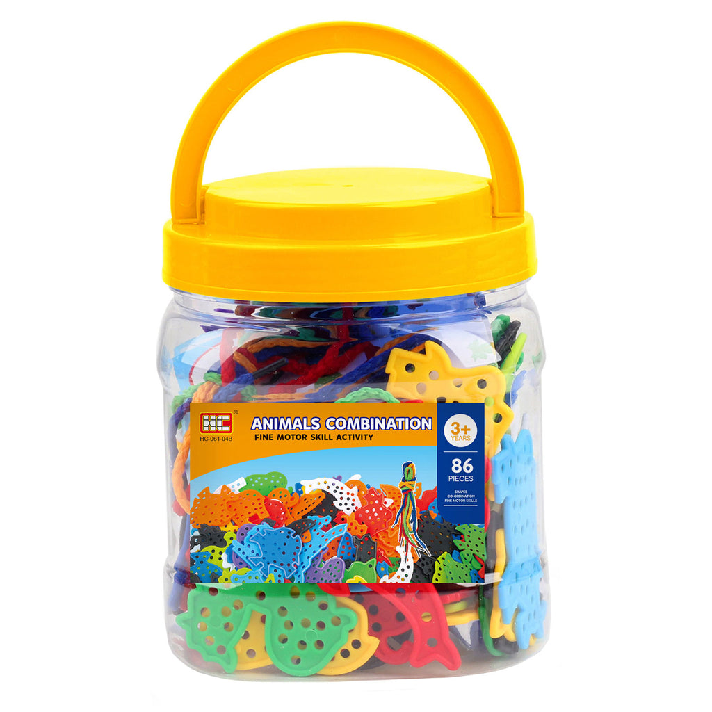 Auffädeltiere in Aufbewahrungsbox, 86 Stück.