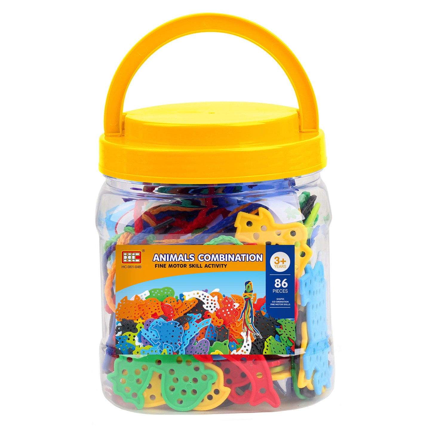 Auffädeltiere in Aufbewahrungsbox, 86 Stück.