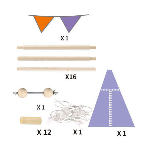Luxuriöses Tipi-Zelt, blau mit Beleuchtung, 128 cm