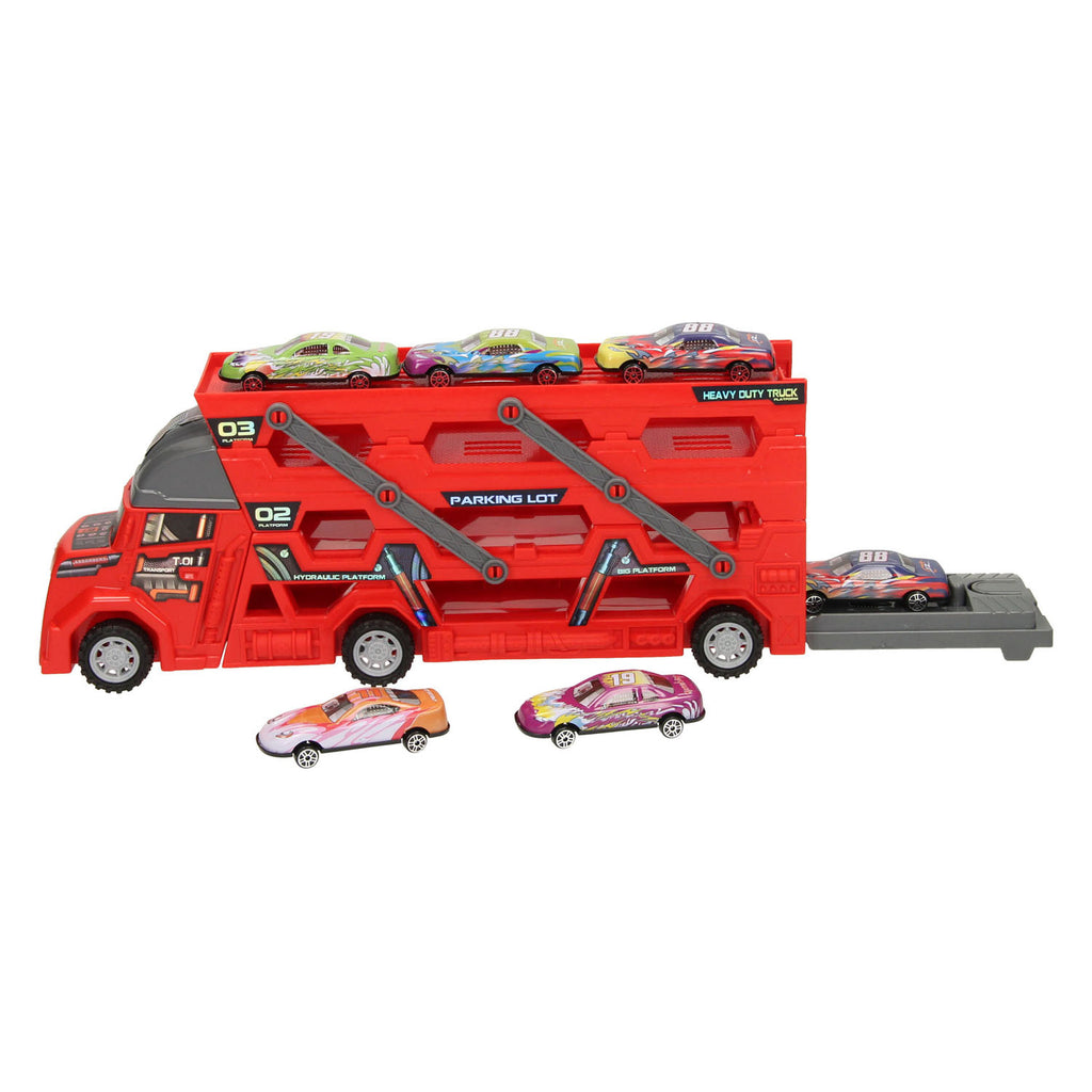 Lobbes Klappbarer Autotransporter mit Startfunktion – rot