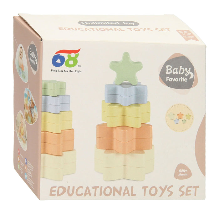 Stapelturm für Kleinkinder, Stern, Pastellfarben, 5-teilig.