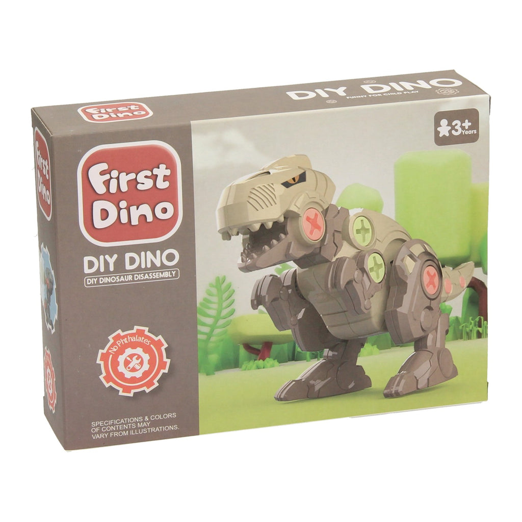 Dino mit Werkzeugen für die Konstruktionsschraube