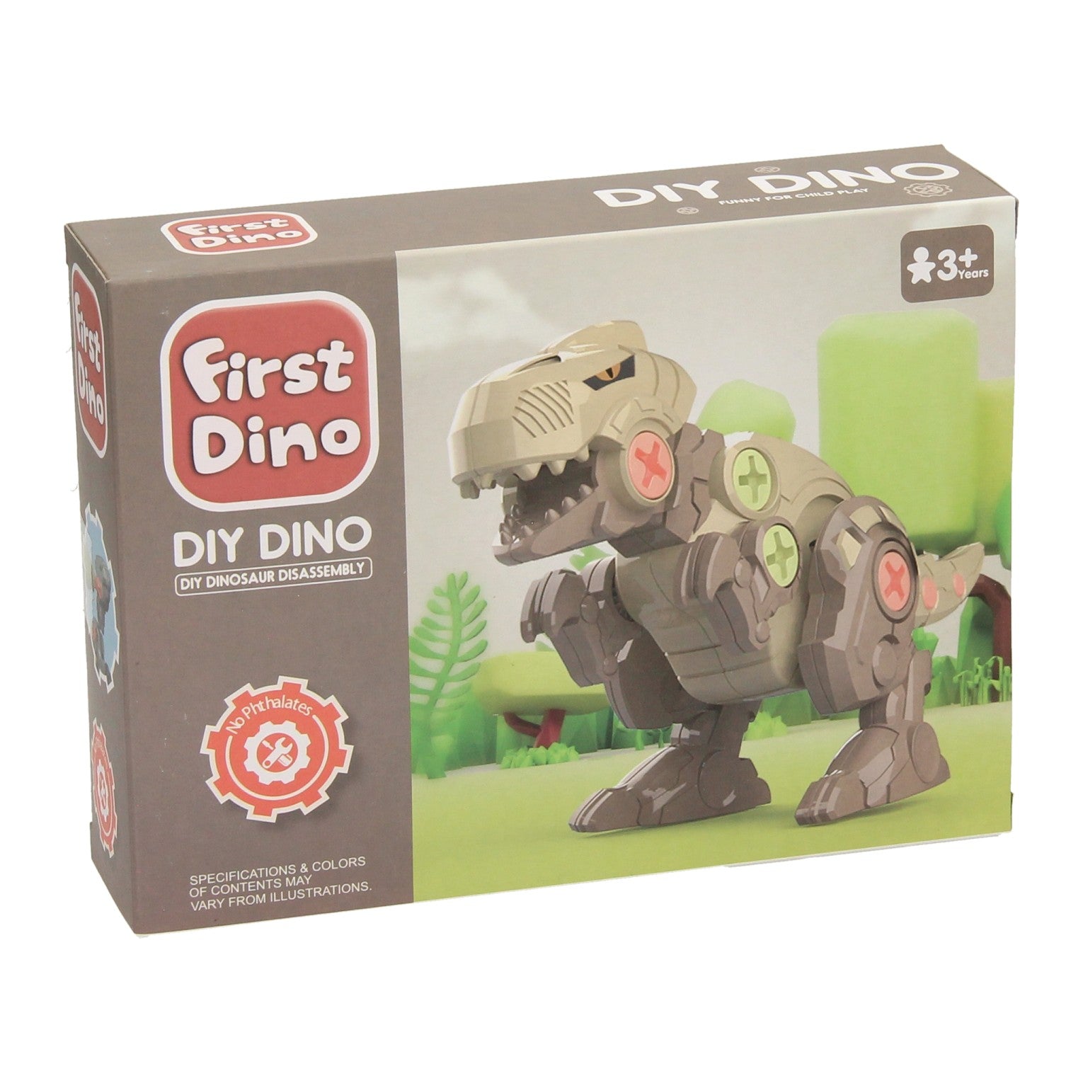 Dino mit Werkzeugen für die Konstruktionsschraube