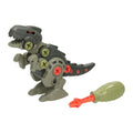 Dino mit Werkzeugen für die Konstruktionsschraube