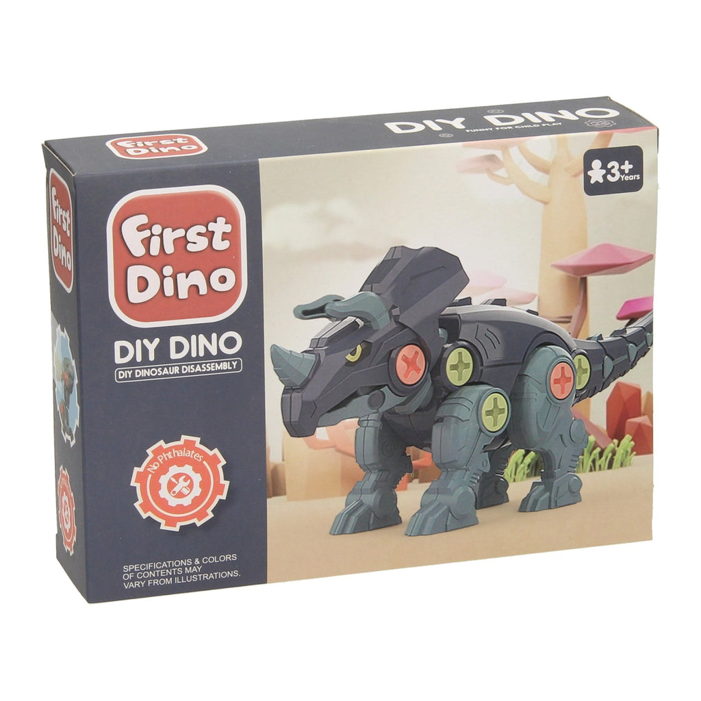 Dino mit Werkzeugen für die Konstruktionsschraube