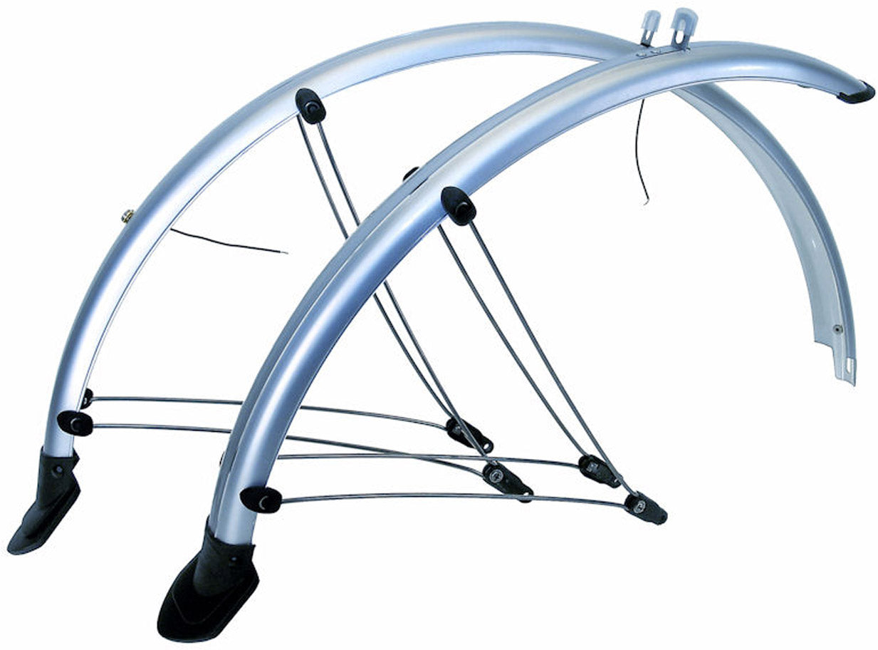 Spatbordset 28 29 mud max flex 56 mm met stroomkabelgeleiding - zilver