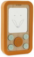 Trixie houten baby telefoon met siliconen - mr. fox - eerste speelgoed voor baby - kraamcadeau - baby