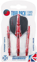 Harrows twin pack dart flight shafts - red -.