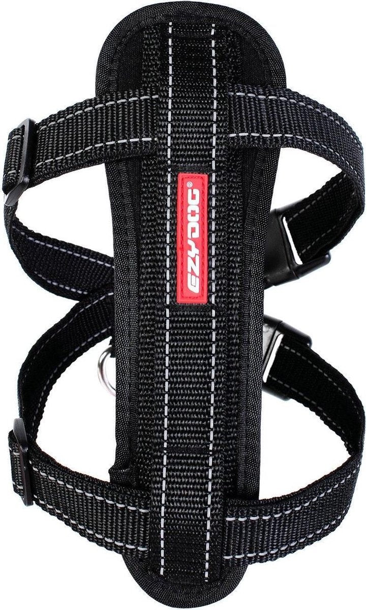 Ezydog chest plate hondentuig met autogordel zekering - honden harnas - m - zwart m