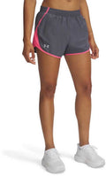 Under armour ua fly by 3'' shorts-gry dames sportbroek - castlerock - super roze - reflecterend s