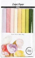 Creativ Company Krepppapier, Blattgröße 25 x 60 cm, Kreppanteil: 180 %, 105 g/m², Pastellfarben, 8 Blatt pro Karton